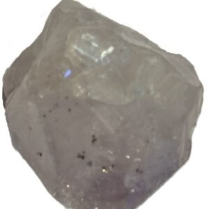 Angel aura quartz polished freeform point b sians emporium Polished angel aura quartz freeform point standing upright with natural striations and cut faceted termination on a plain background